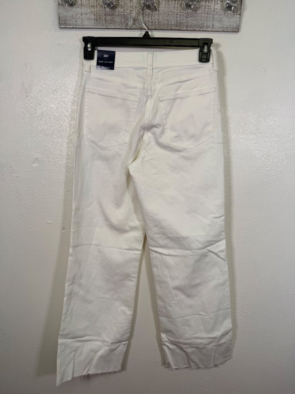 J.Crew Womens White Wide-Leg Crop Jeans Raw Hem 26 Tall Boho Neutral Preppy - Picture 11 of 14